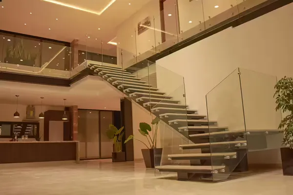 Hardwood floating stair tread installation process